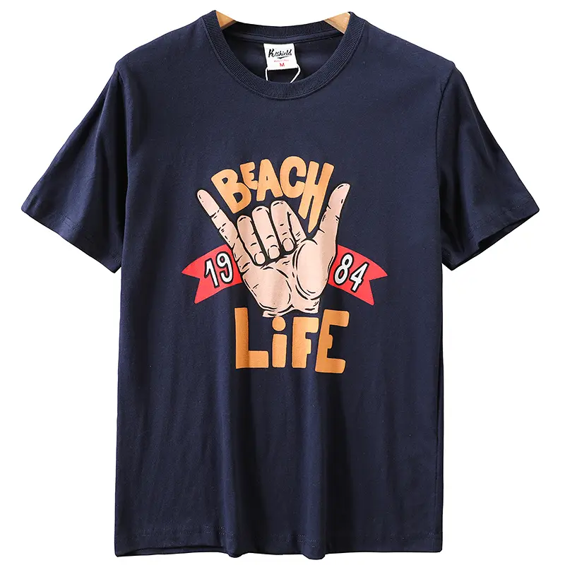2025 Summer New American Retro 250g Short Sleeve O-neck Printed T-shirt Men's Fashion 100% Cotton Washed Casual Loose Tops