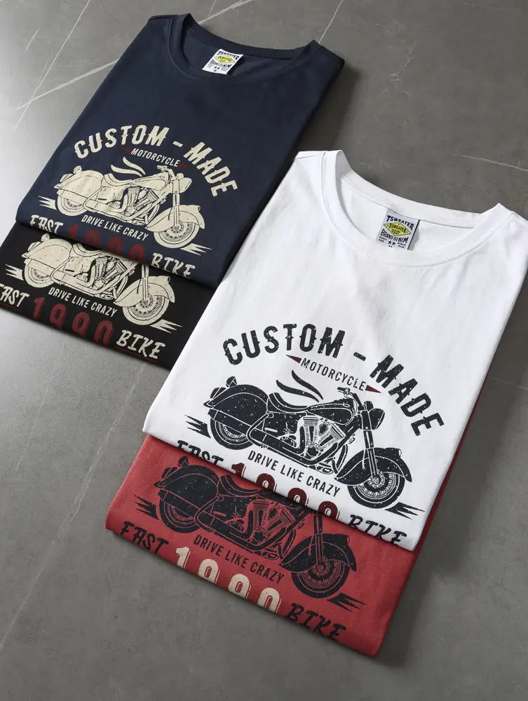2025 Summer American Retro Sleeveless O-neck Motorcycle Printed T-shirt Men's Fashion 100% Cotton Basketball Sports Casual Vest