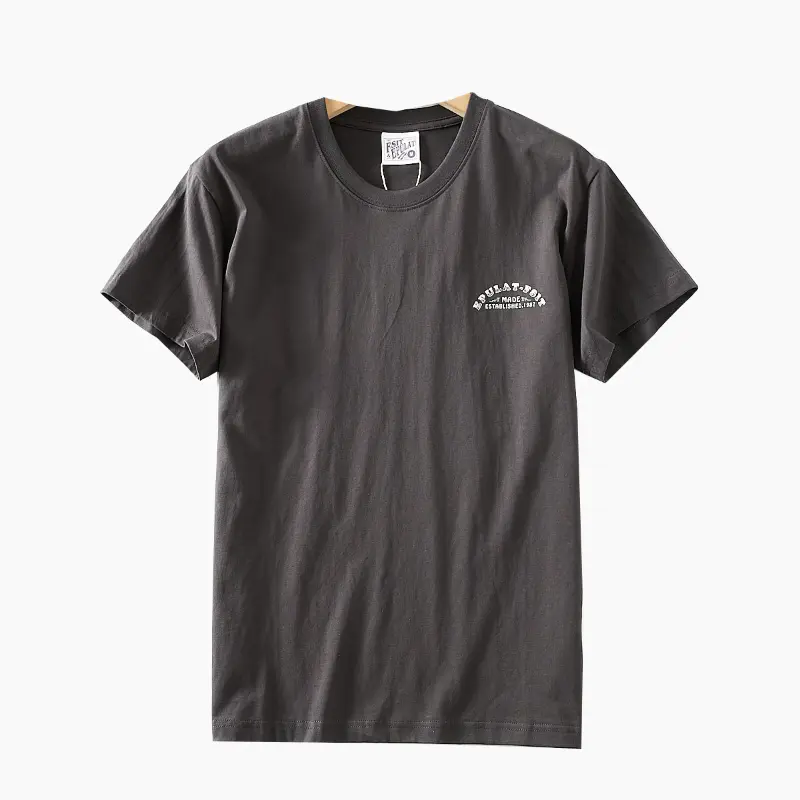 2025 Summer American Retro Short Sleeve O-neck Double Side Printed T-shirt Men's Fashion 100% Cotton Washed Casual Youth Tops