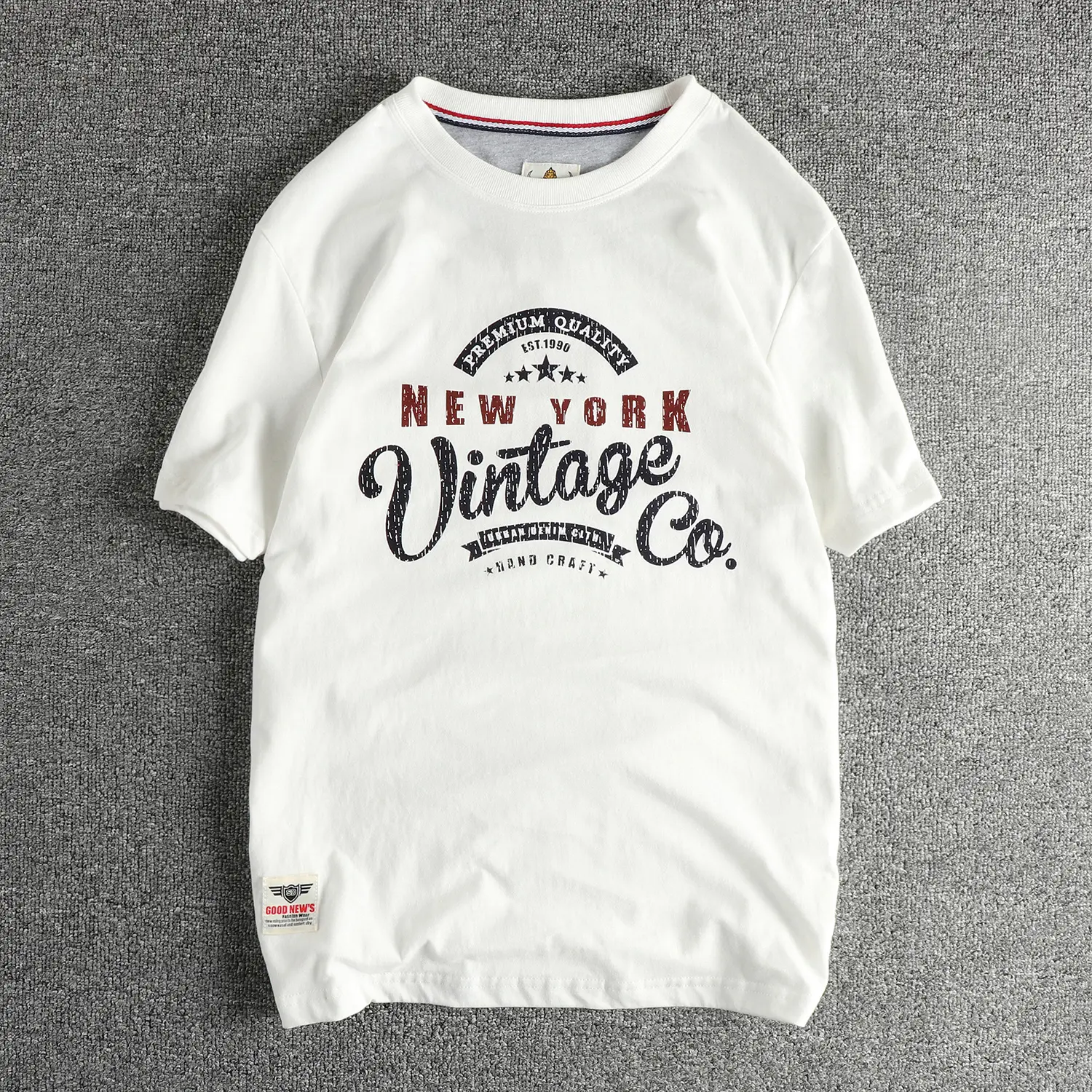 2025 Summer New American Retro Short Sleeve O-neck Letter Printed T-shirt Men's Fashion 100% Cotton Washed Casual Youth Tops
