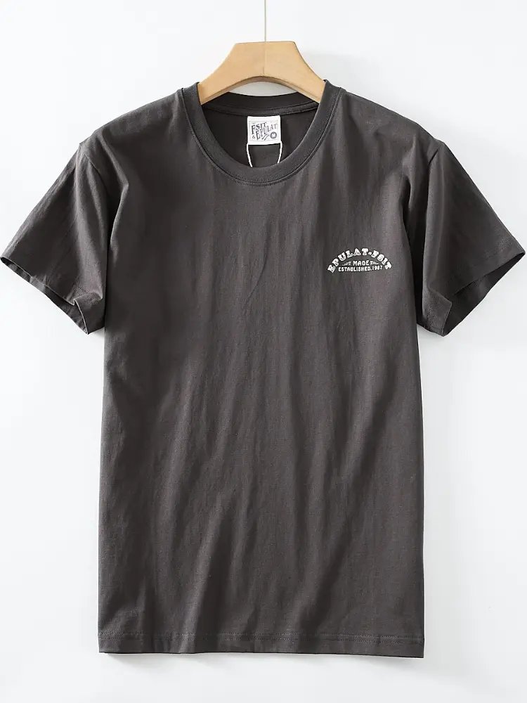 2025 Summer American Retro Short Sleeve O-neck Double Side Printed T-shirt Men's Fashion 100% Cotton Washed Casual Youth Tops
