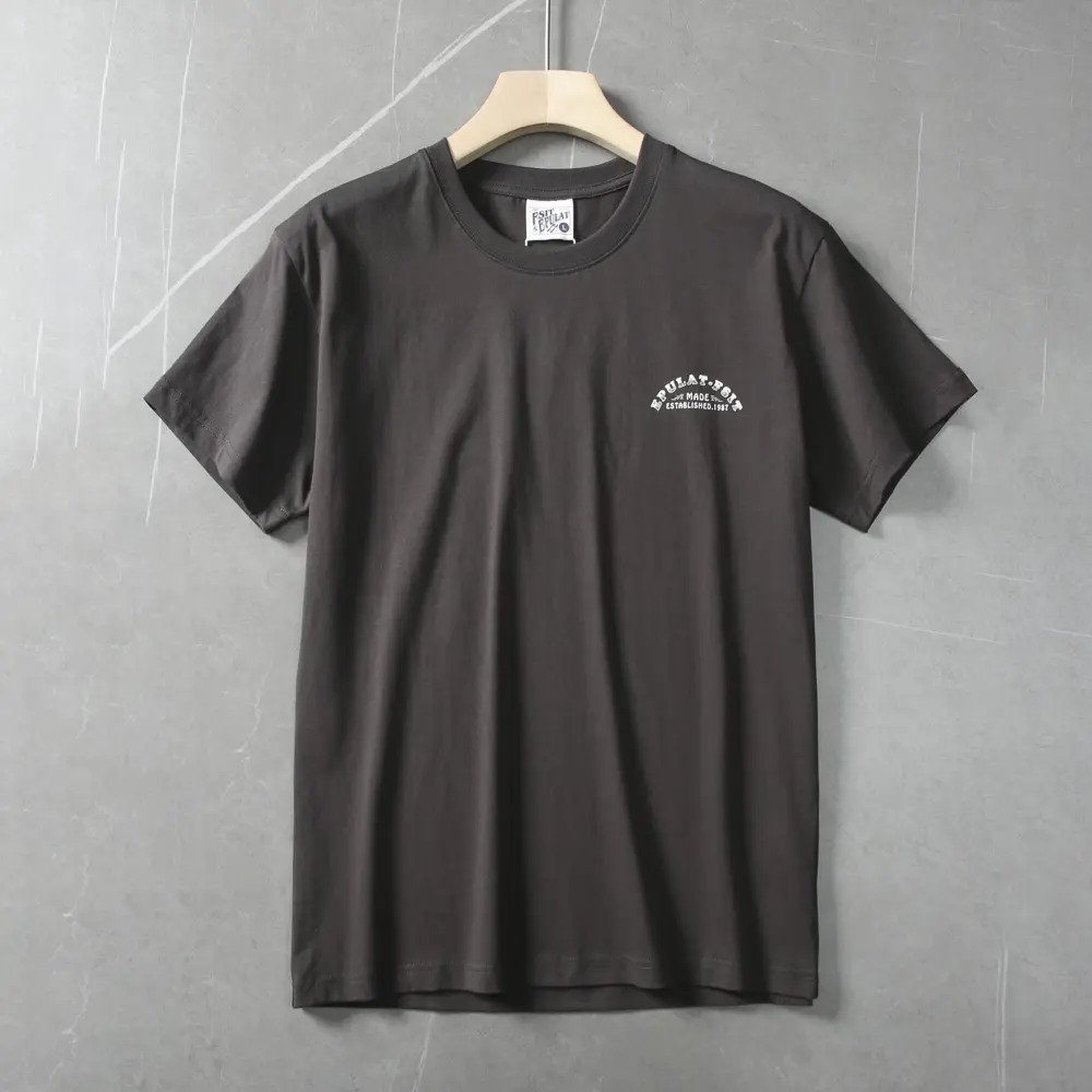 2025 Summer American Retro Short Sleeve O-neck Double Side Letter Printed T-shirt Men's Fashion 100% Cotton Washed Casual Tops
