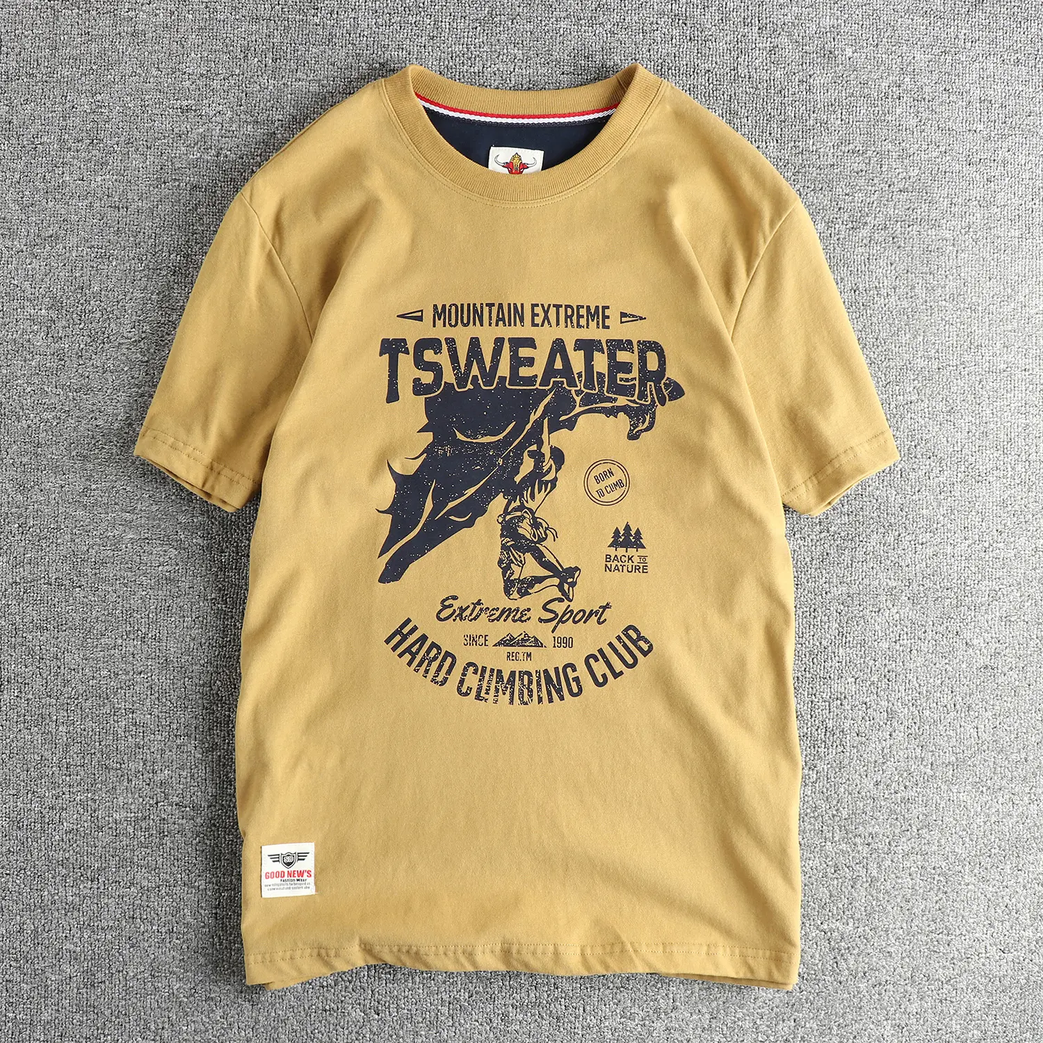Summer New American Retro Short Sleeve O-neck Outdoor Element Pattern T-shirt Men's Fashion 100% Cotton Washed Casual Youth Tops