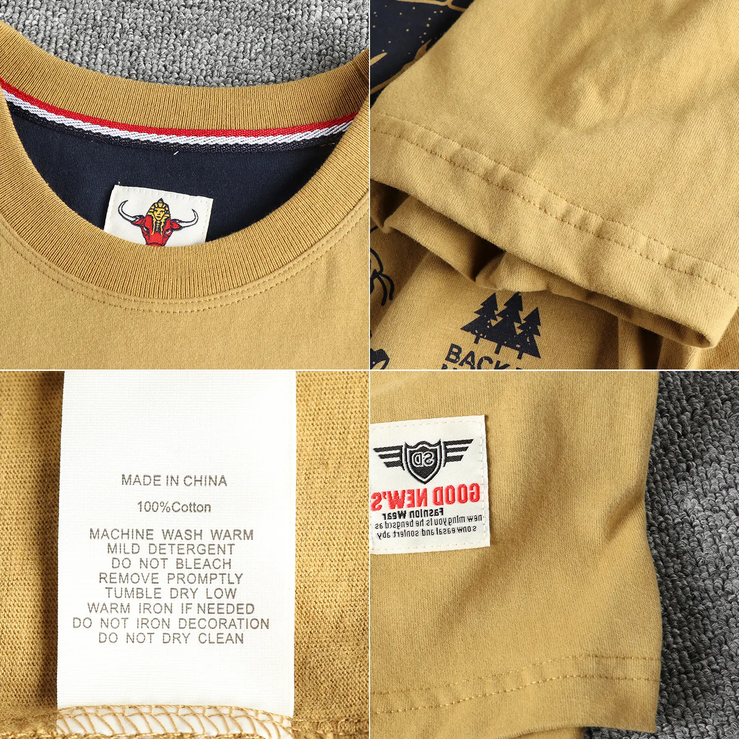 Summer New American Retro Short Sleeve O-neck Outdoor Element Pattern T-shirt Men's Fashion 100% Cotton Washed Casual Youth Tops