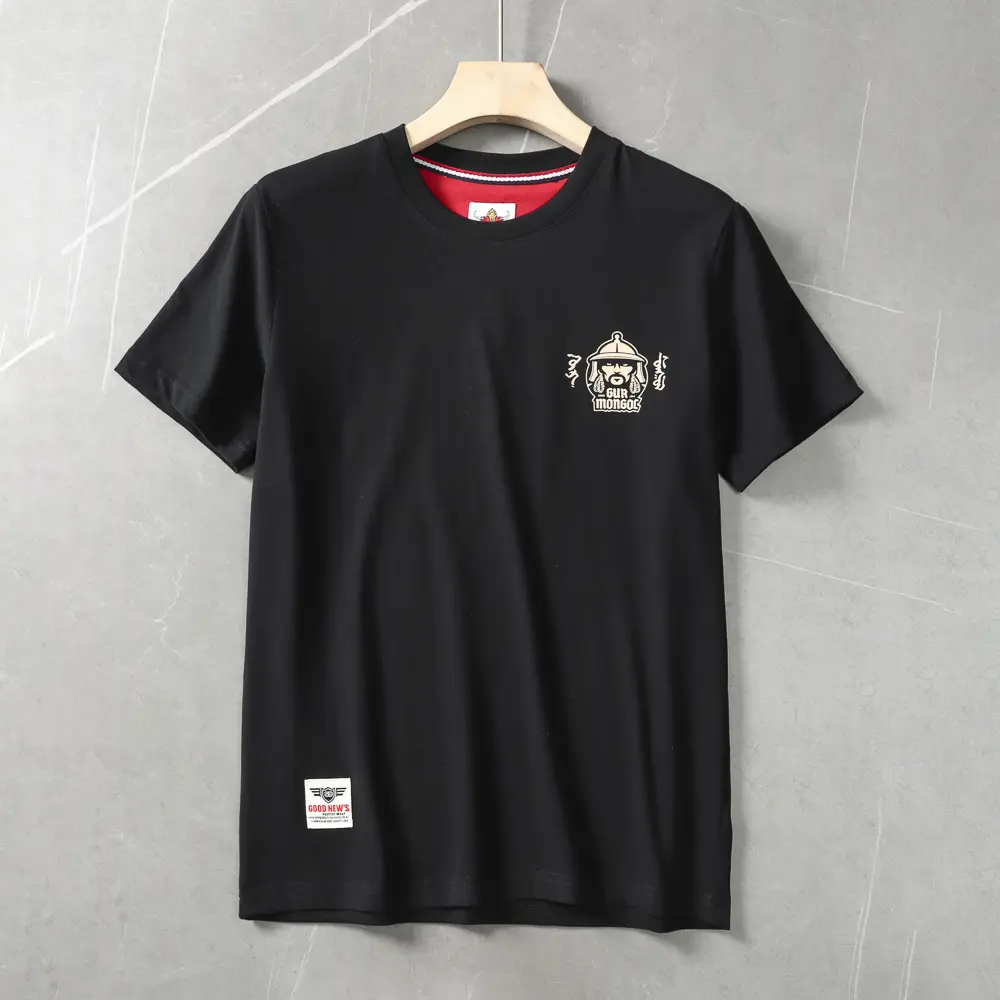 2025 Summer Japanese Retro Short Sleeve O-neck Letter Folk Style Printed T-shirt Men's Fashion 100% Cotton Washed Casual Tops
