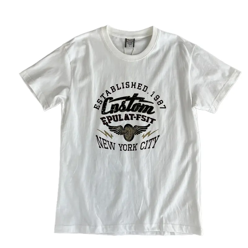 2025 Summer New American Retro Short Sleeve O-neck Letter Printed T-shirt Men's Fashion 100% Cotton Washed Casual Youth Tops