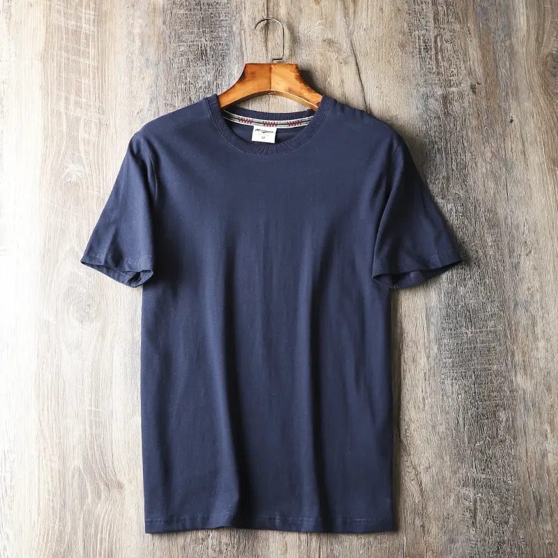 2025 Summer New American Retro Short Sleeve O-neck Solid Color T-shirt Men's Fashion 100% Cotton Washed Casual Terry Cloth Tops