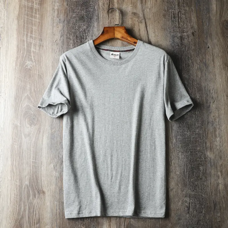 2025 Summer New American Retro Short Sleeve O-neck Solid Color T-shirt Men's Fashion 100% Cotton Washed Casual Terry Cloth Tops