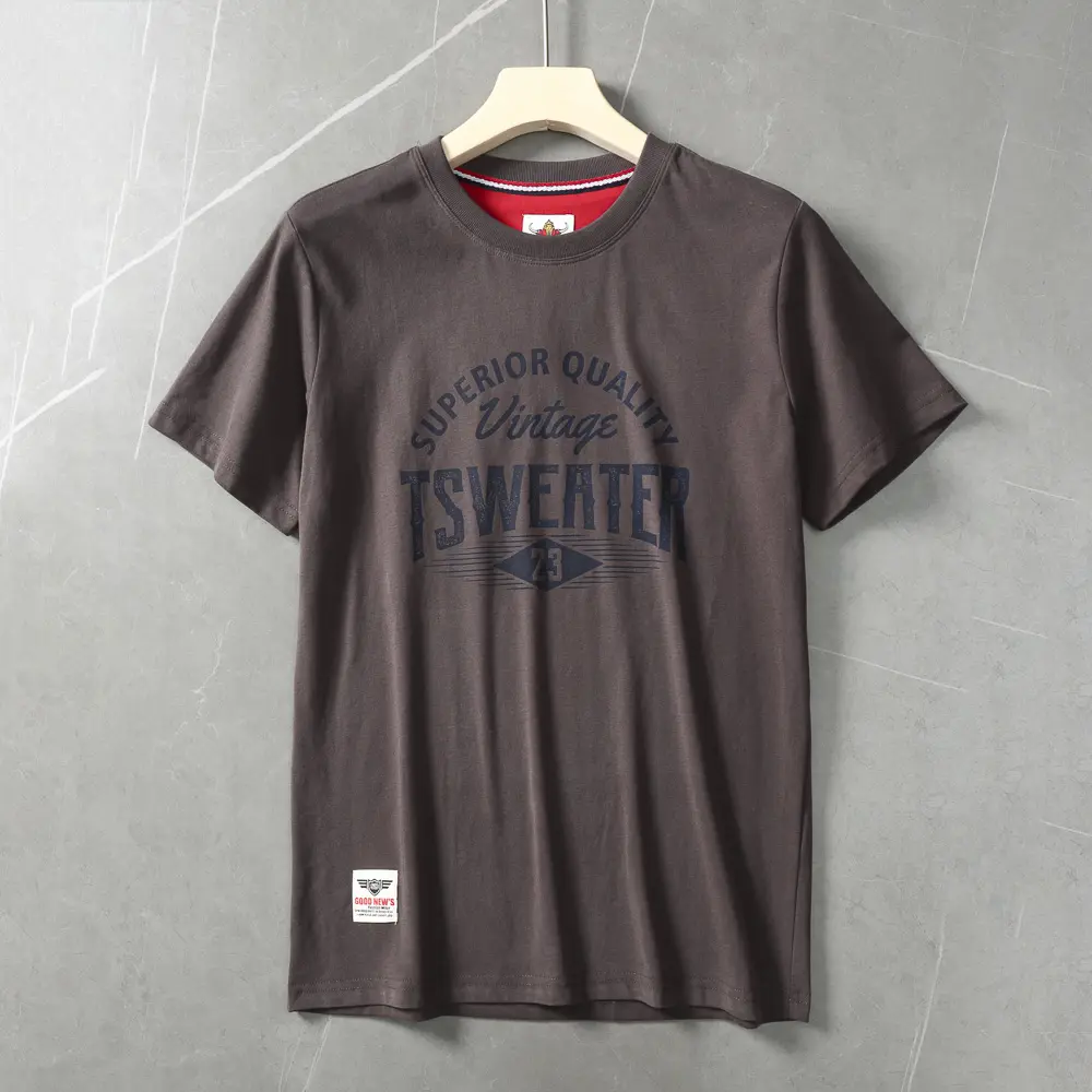 2025 Summer New American Retro Short Sleeve O-neck Letter Printed T-shirt Men's Fashion 100% Cotton Washed Casual Sports Tops