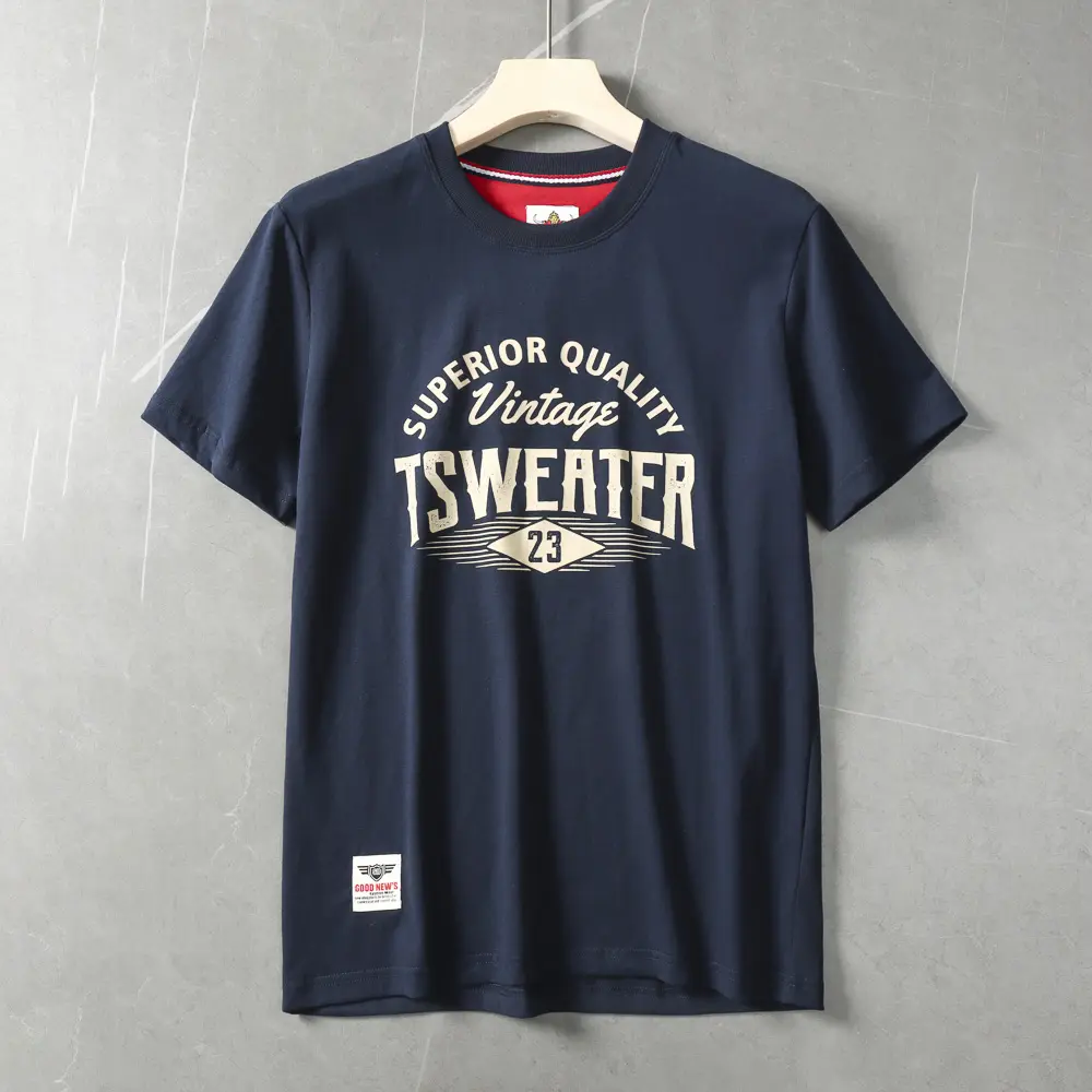 2025 Summer New American Retro Short Sleeve O-neck Letter Printed T-shirt Men's Fashion 100% Cotton Washed Casual Sports Tops