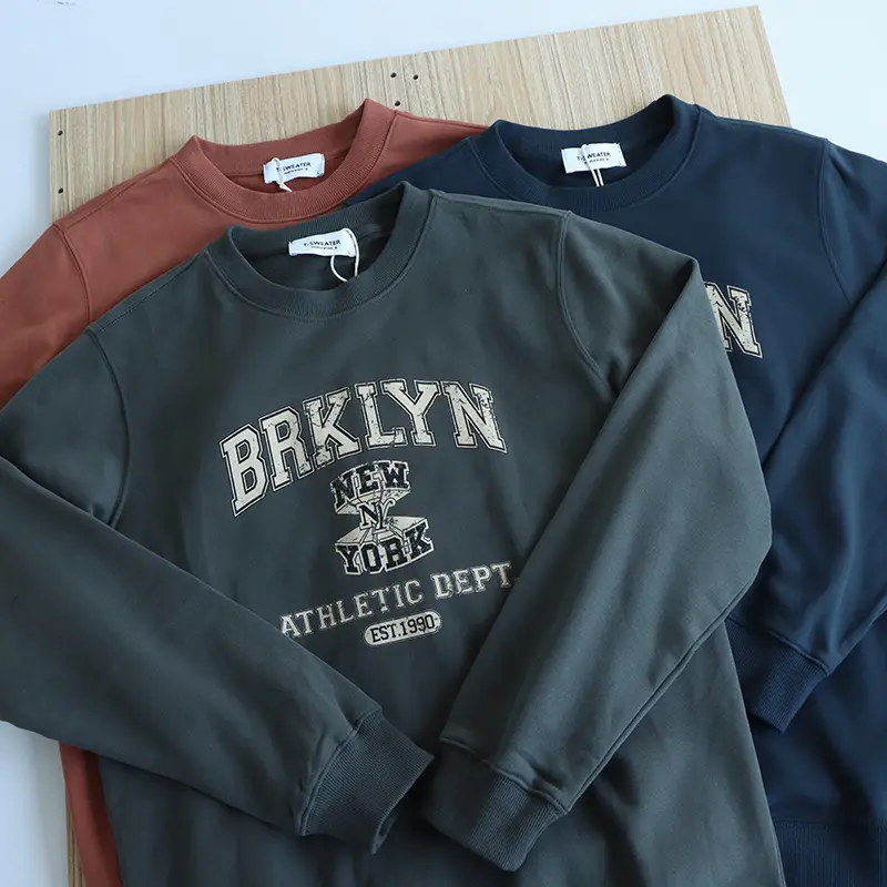 2026 Spring New American Retro Long Sleeve O-neck Letter Printed Sweatshirts Men's Fashion 85% Cotton Pullover Casual Sportwear