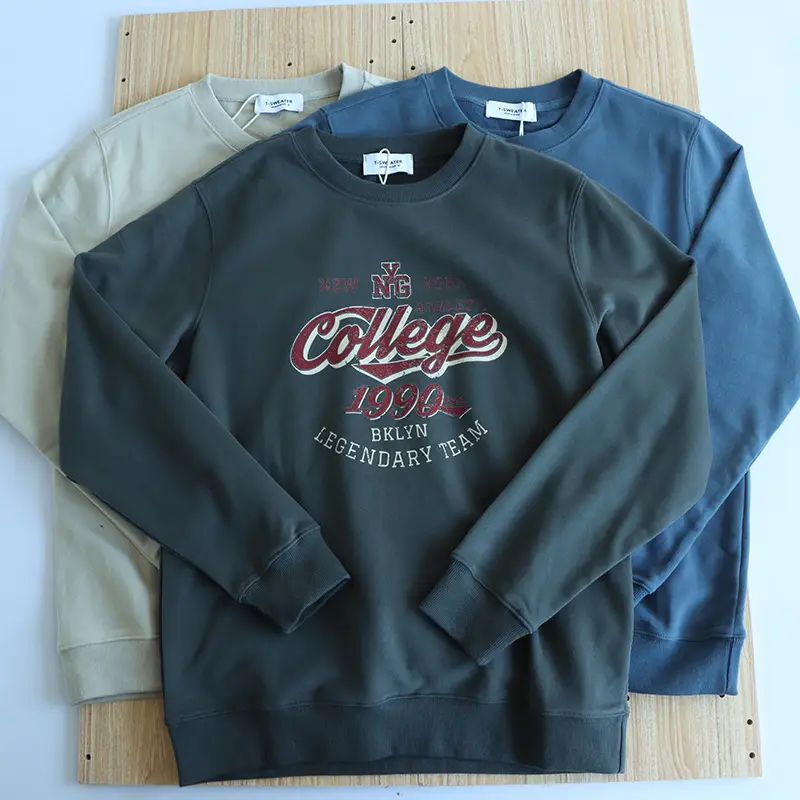 2025 Autumn New American Retro Long Sleeve O-neck Letter Printed Sweatshirts Men's Fashion 85% Cotton Pullover Casual Sportwear