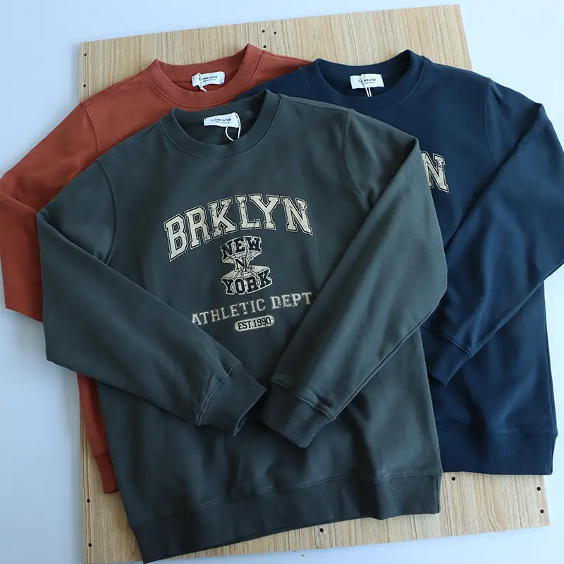 2026 Spring New American Retro Long Sleeve O-neck Letter Printed Sweatshirts Men's Fashion 85% Cotton Pullover Casual Sportwear
