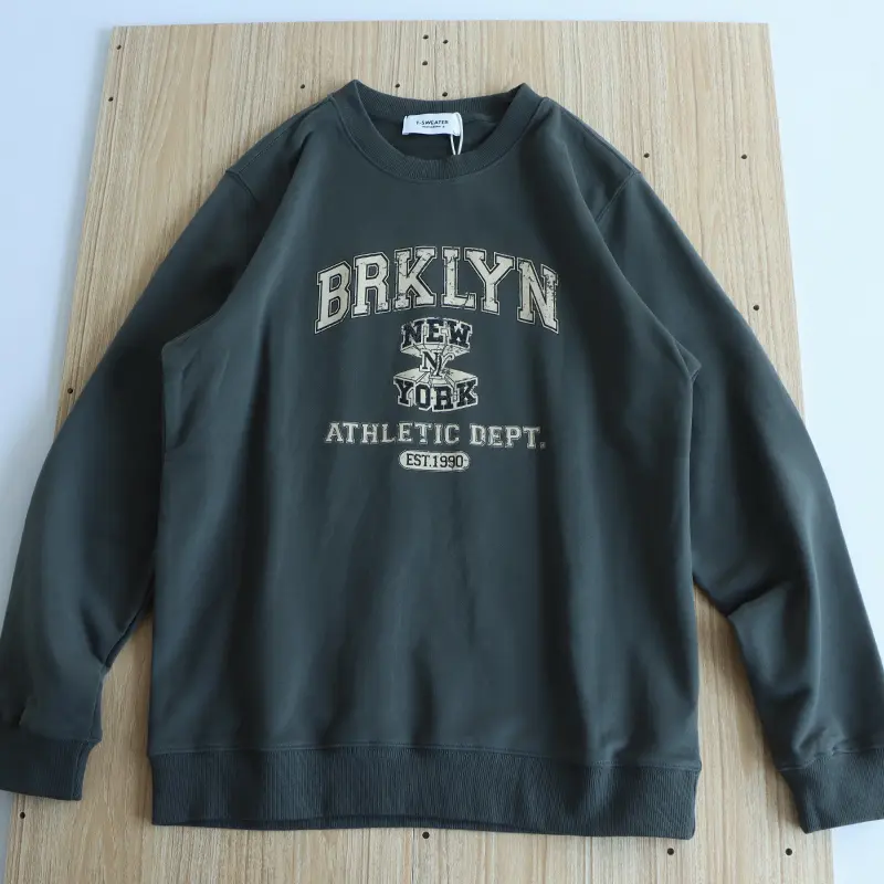2026 Spring New American Retro Long Sleeve O-neck Letter Printed Sweatshirts Men's Fashion 85% Cotton Pullover Casual Sportwear