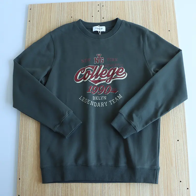 2025 Autumn New American Retro Long Sleeve O-neck Letter Printed Sweatshirts Men's Fashion 85% Cotton Pullover Casual Sportwear