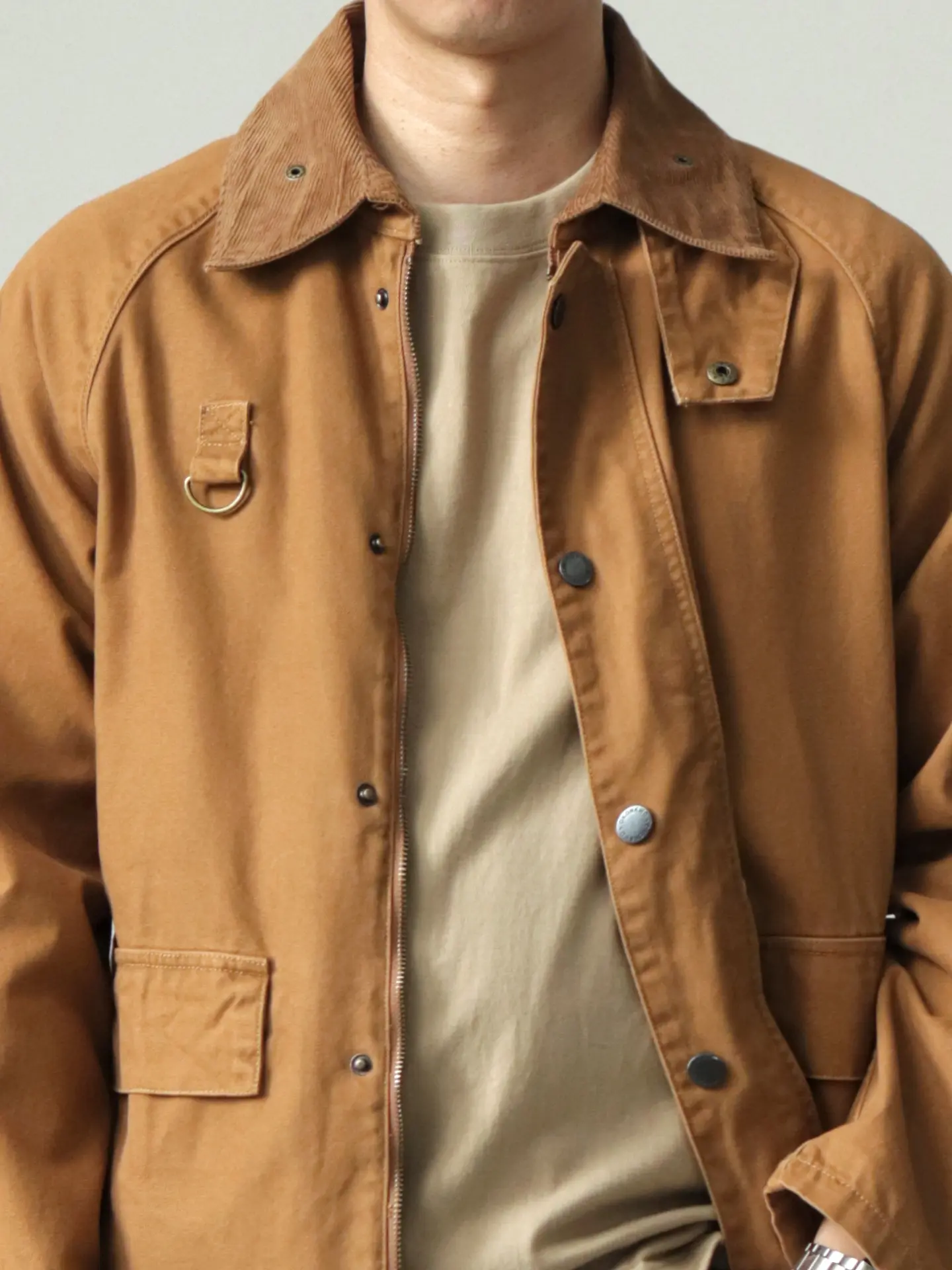 Autumn Winter American Retro Corduroy Collar Multi-functional Hunting Cargo Jacket Men's 100% Cotton Multi-pocket Fishing Coat