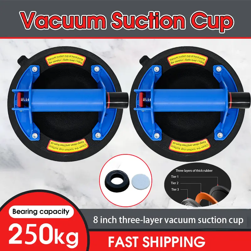 2025 New 2 PCS Vacuum Suction Cup 8 Inch 250kg Carrying Capacity Heavy Strong Suction Puller for Tile Glass Floor Lifting Tools