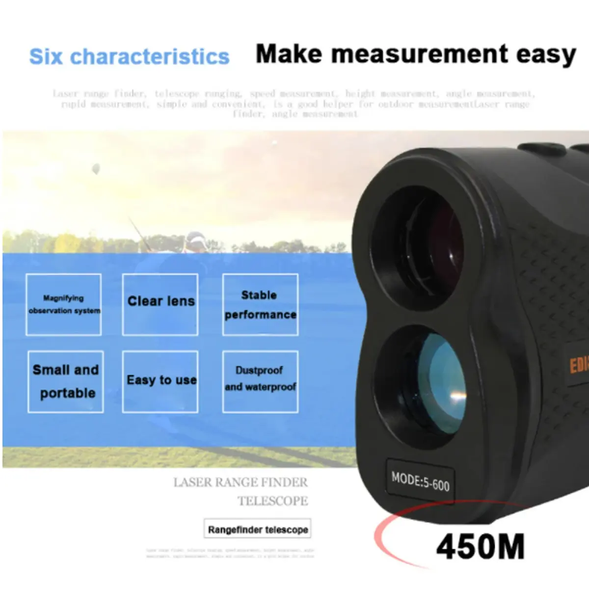 450M HD Laser Rangefinder For Golf Hunting Range Finder Distance Measuring Telescope With High Precision Flag Pole Locking