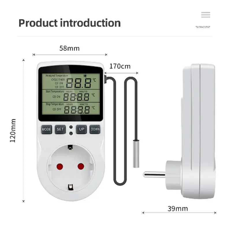Timer Socket Digital Thermostat 220v Temperature Controller Socket Outlet With Timer Switch Cooling Heating Temperature Sensor