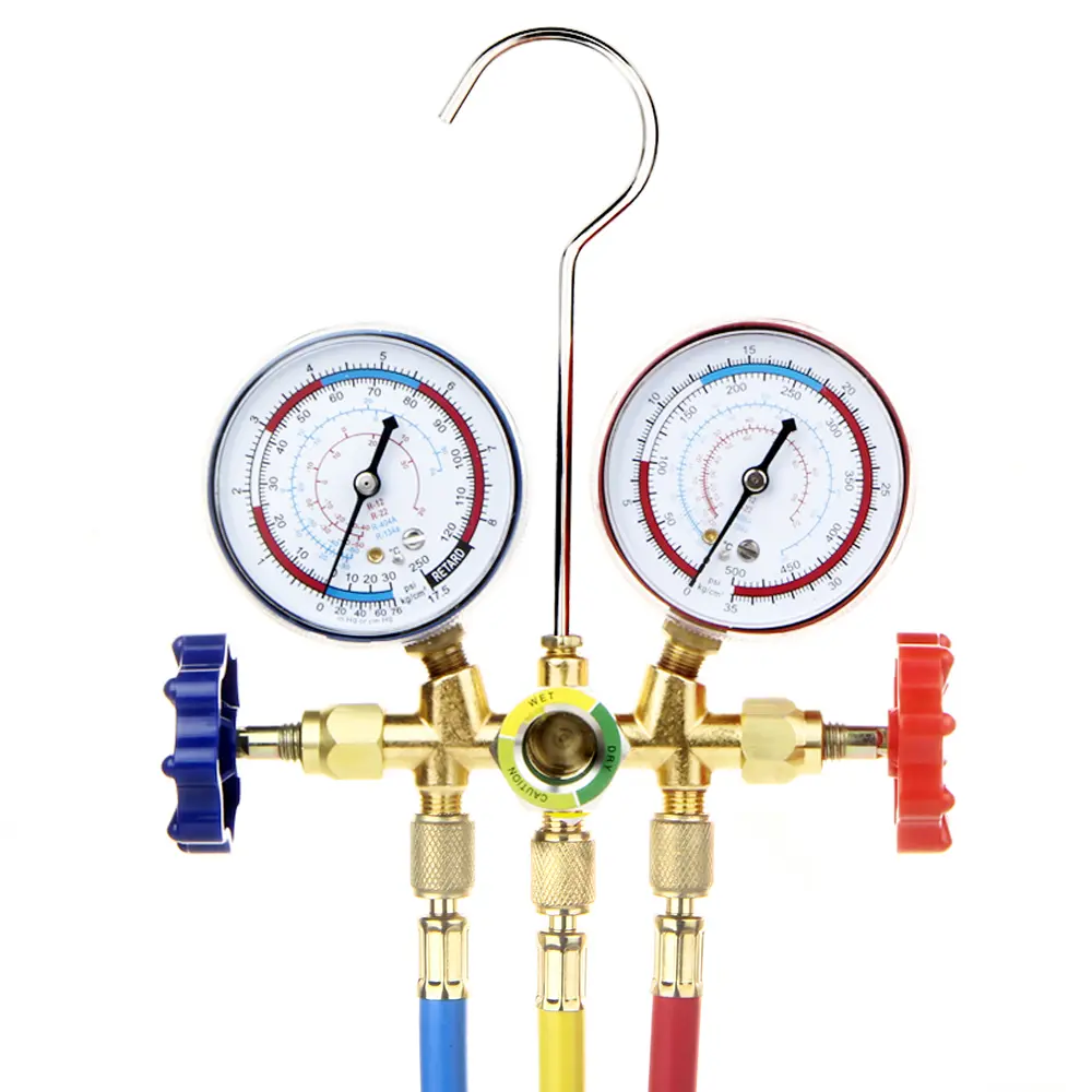 Refrigerant Air Conditioning Tools AC Diagnostic Manifold Gauge Set Hose Hook Kit for Refrigerant Testing R12 R22 R404A R134A