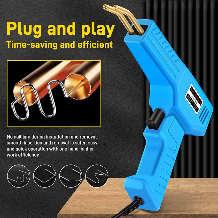 50W Red Plastic Welder Hot Nail Gun with 200/400/800/1200 Nails for Car Bumper PVC Repair Garage Tool Kit