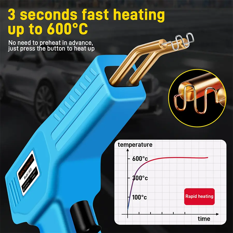 50W Red Plastic Welder Hot Nail Gun with 200/400/800/1200 Nails for Car Bumper PVC Repair Garage Tool Kit