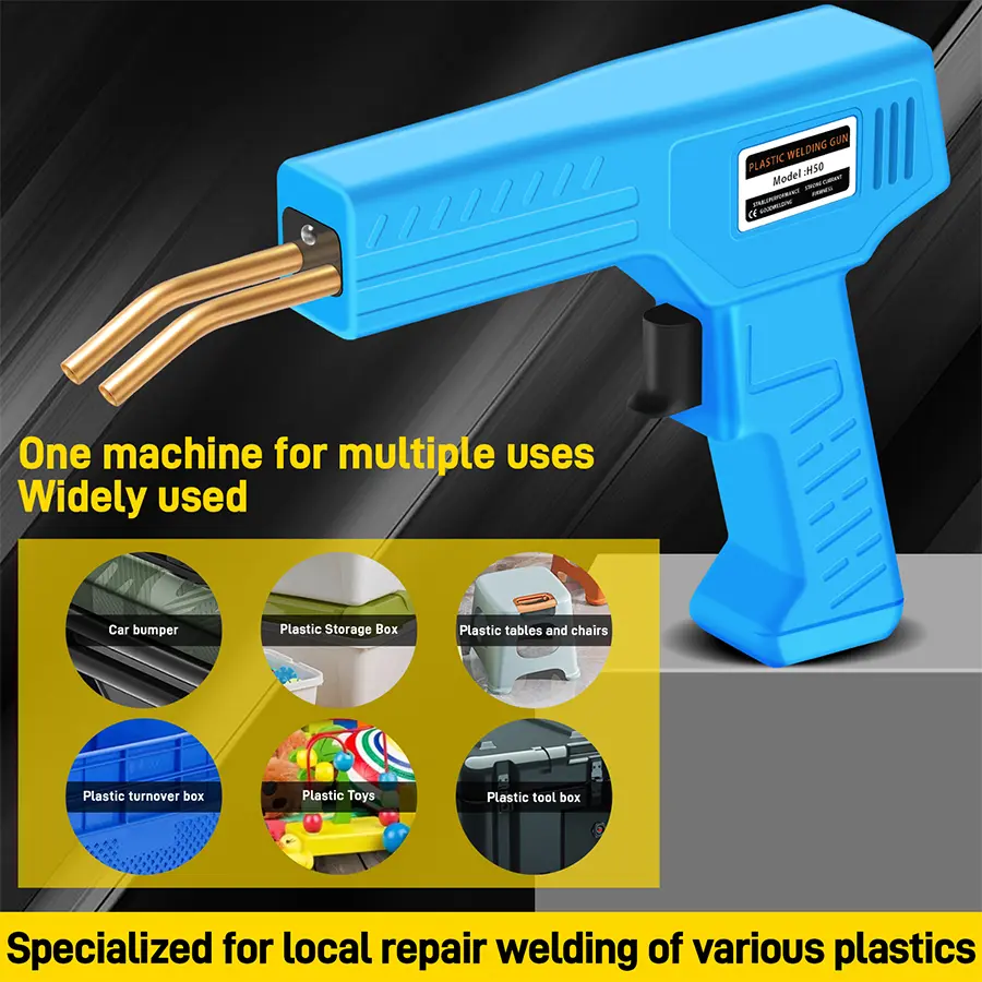 50W Red Plastic Welder Hot Nail Gun with 200/400/800/1200 Nails for Car Bumper PVC Repair Garage Tool Kit