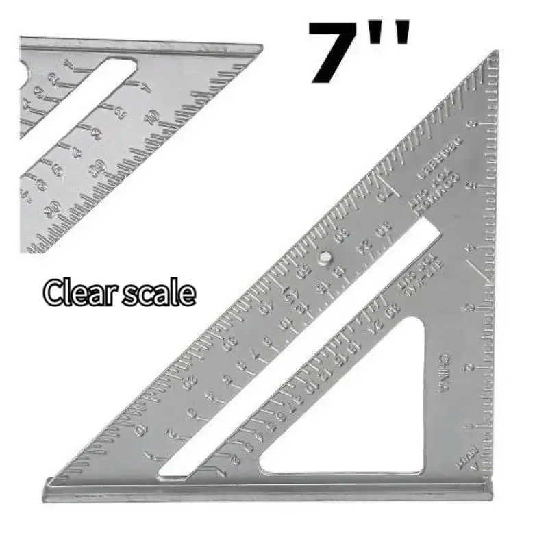 7 "Aluminum Alloy Triangle Ruler Precise Angle Ruler Aluminum Alloy Woodworking Measurement Woodworking Triangle Ruler Thickened
