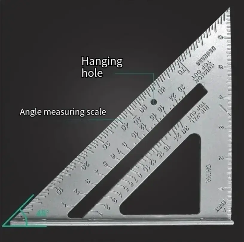 7 "Aluminum Alloy Triangle Ruler Precise Angle Ruler Aluminum Alloy Woodworking Measurement Woodworking Triangle Ruler Thickened