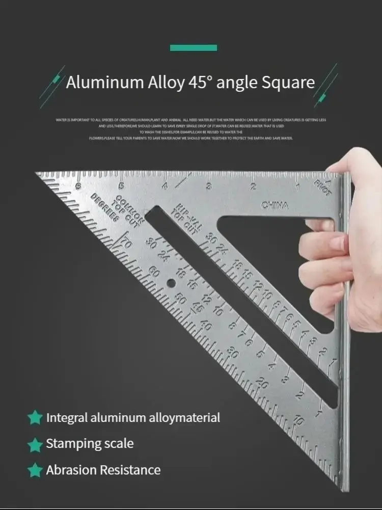 7 "Aluminum Alloy Triangle Ruler Precise Angle Ruler Aluminum Alloy Woodworking Measurement Woodworking Triangle Ruler Thickened