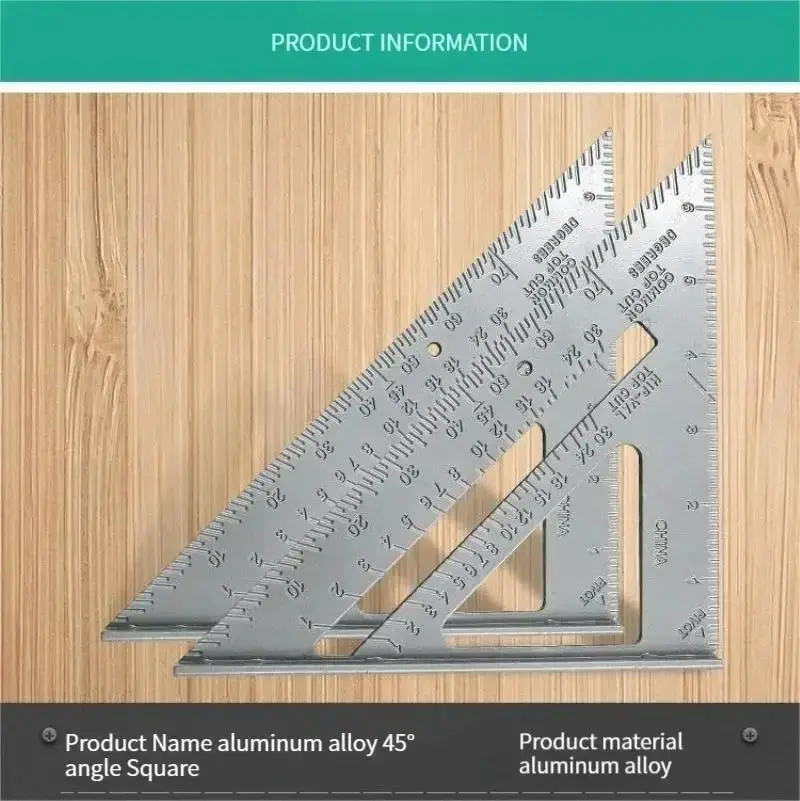 7 "Aluminum Alloy Triangle Ruler Precise Angle Ruler Aluminum Alloy Woodworking Measurement Woodworking Triangle Ruler Thickened