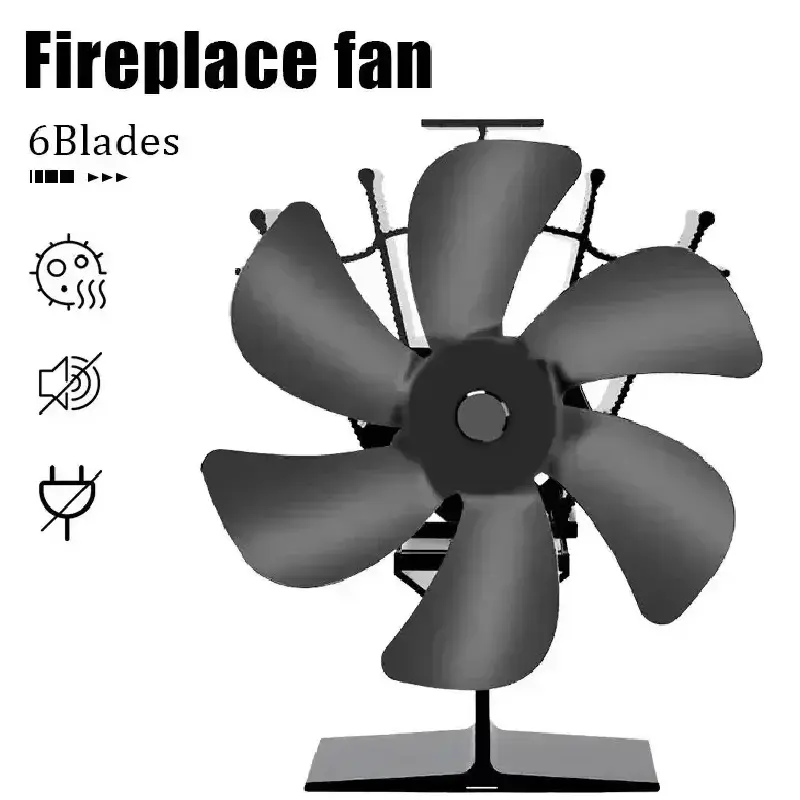 Fireplace Fan 6-blade Heat-driven Log Burning Drives Ecological Silence No Power Consumption Efficient Heat Energy Distribution