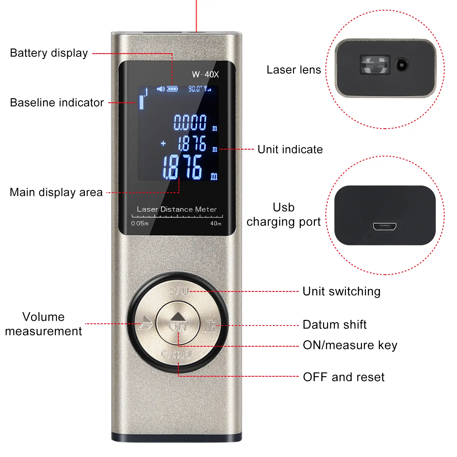 Laser Distance Meter Rangefinder Laser Tape Measure Digital Laser Rangefinder Angle Measure Range Finder Construction Tool