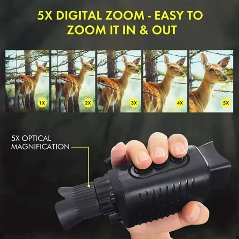Monocular Night Vision Device 1080P HD Infrared Camera 5X Digital Light Zoom Hunting Telescope Outdoor Search Full Darkness 300m