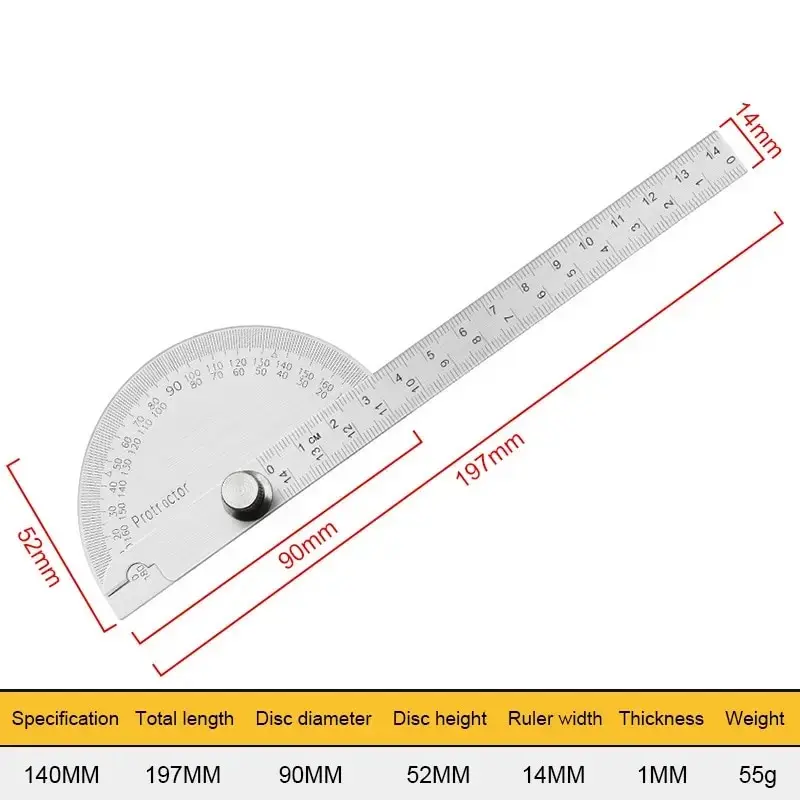 Protractor Angle Ruler Dividing Gauge Angle Ruler 180 Degree Semi Circular Carpenter Angle Ruler 14cm 1PC