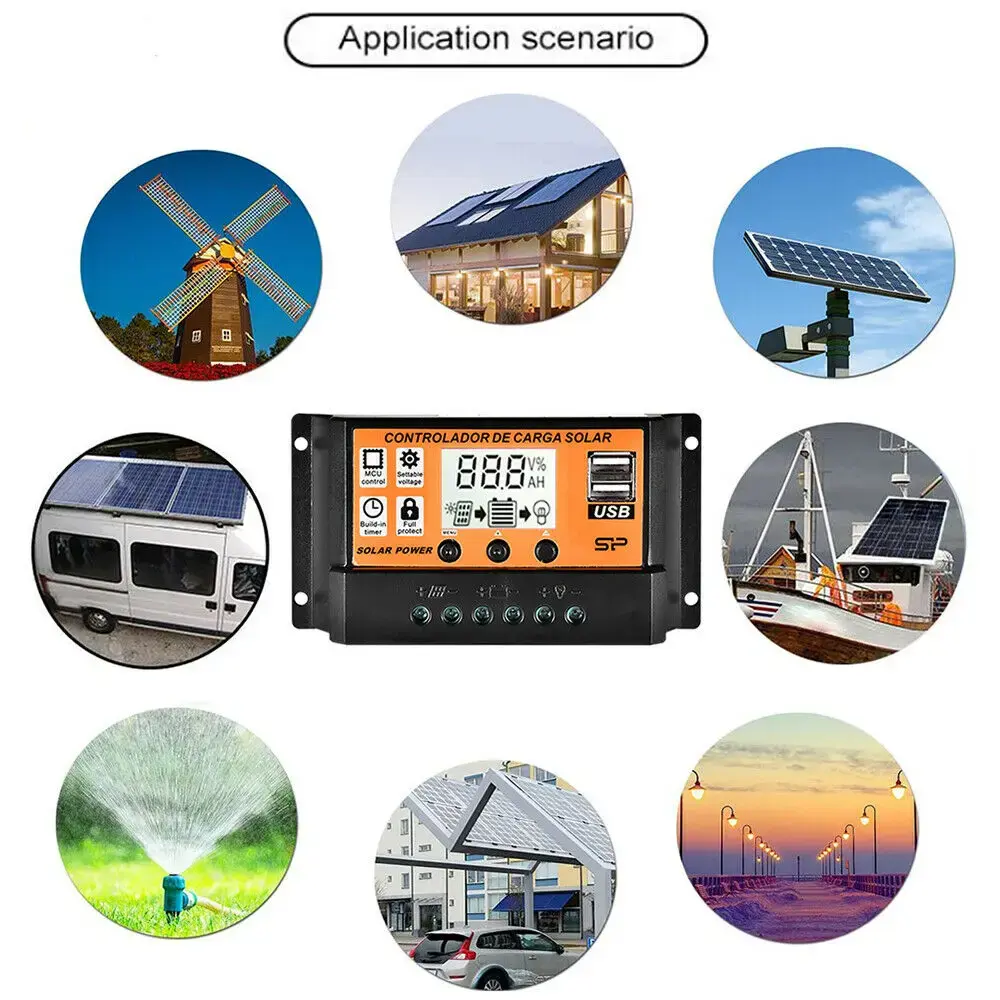 New MPPT Solar Charge Controller  30A  50A  100A Solar Controller Solar Panel Battery Regulator Dual USB 5V LCD Display