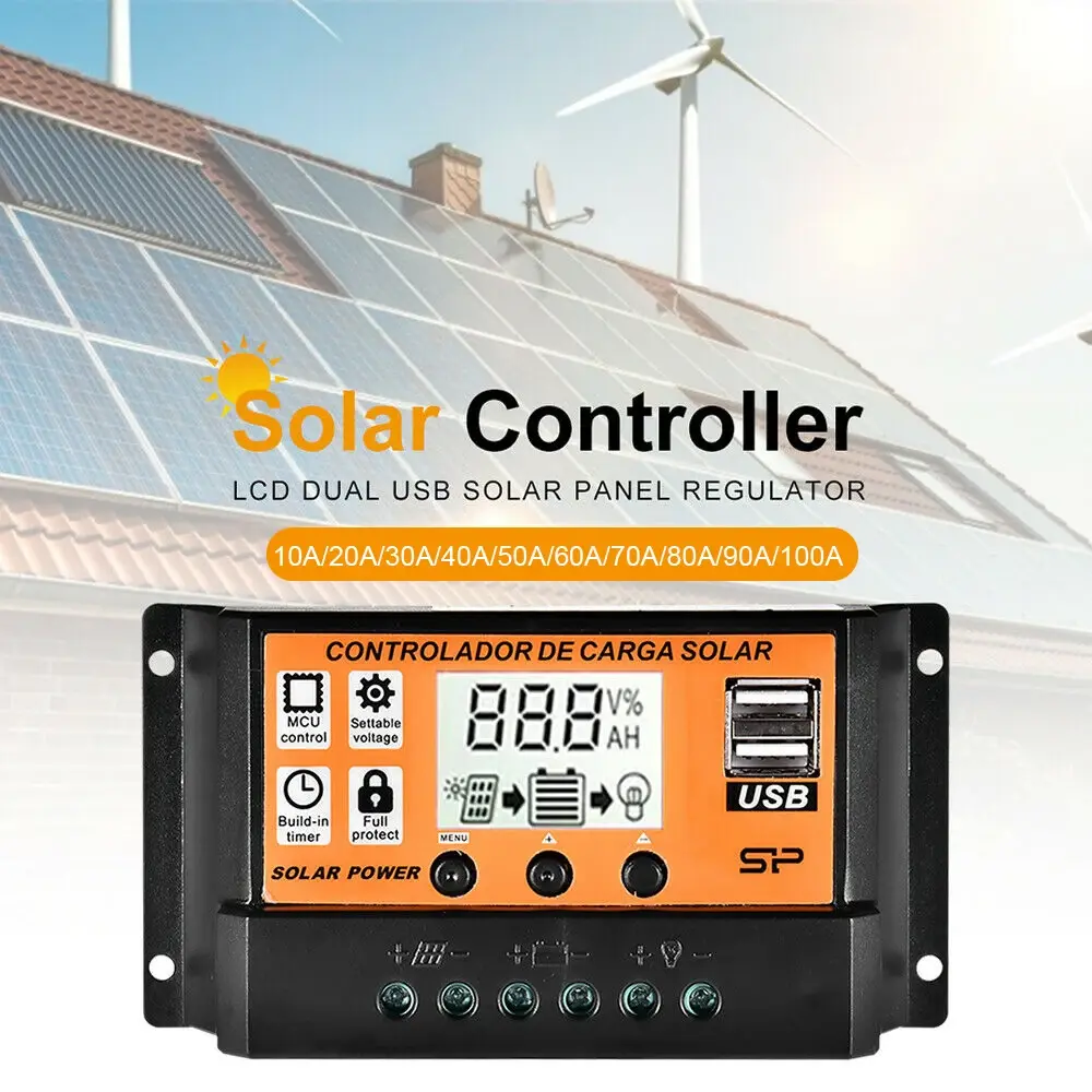 New MPPT Solar Charge Controller  30A  50A  100A Solar Controller Solar Panel Battery Regulator Dual USB 5V LCD Display