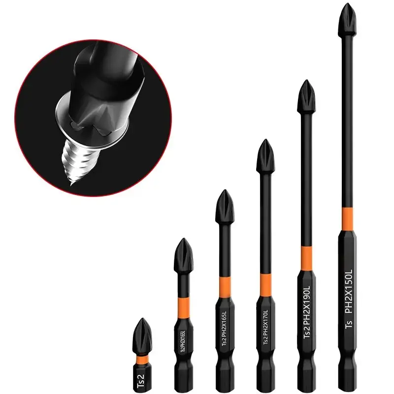 6pcs Cross Screwdriver Head Electric Drill Strong Magnetic Anti Slip Screwdriver Tool High Hardness Extended Hexagonal Electric