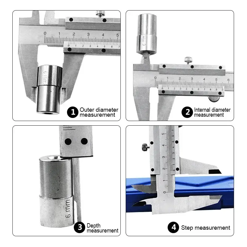 0-150mm Professional Industrial Vernier Caliper Carbon Steel Precision Measurement Four Use Metric Precision Measuring Tool