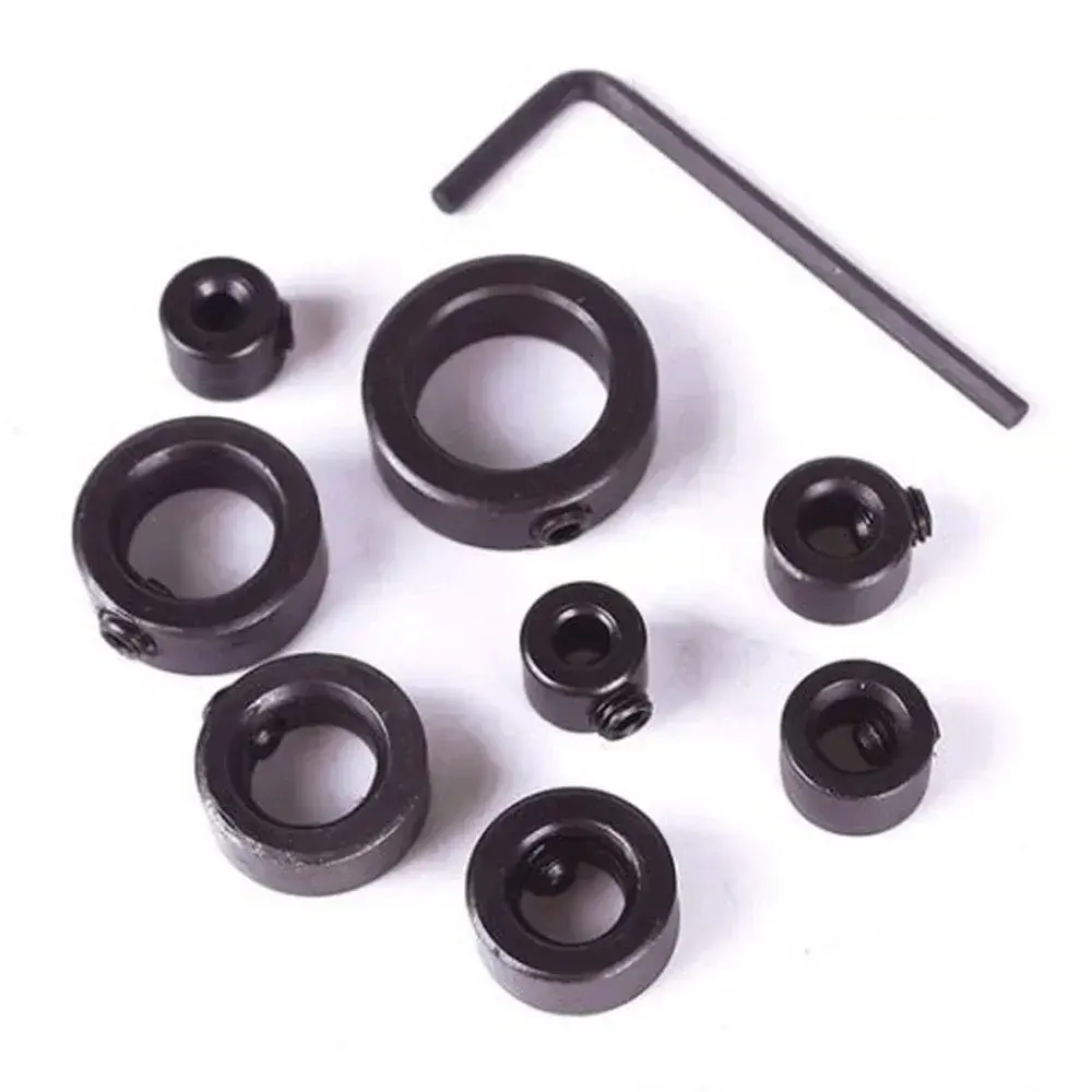 8pcs Drill Bit Depth Stop Rings - 3-16mm Adjustable Collars, Positioner, for Precision Woodworking