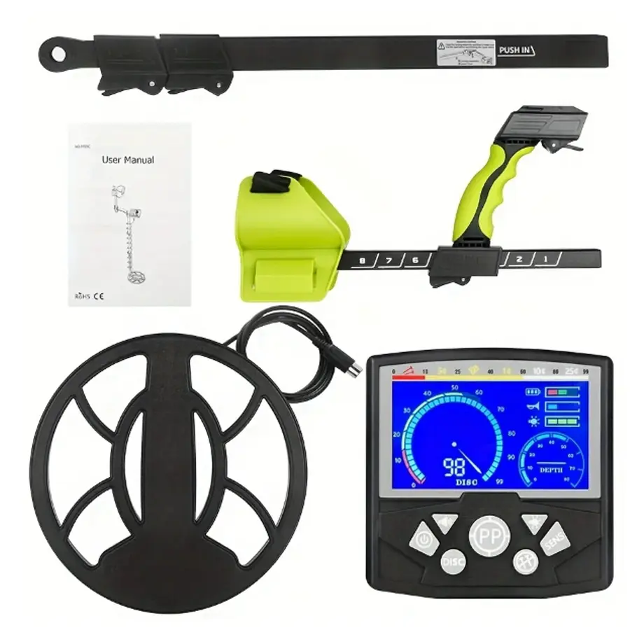 Metal Detector for Adults Analog Pointer Metal Detector with LCD Screen 10'' Waterproof Coil Adjustable All Metal&Disc&Pinpoint