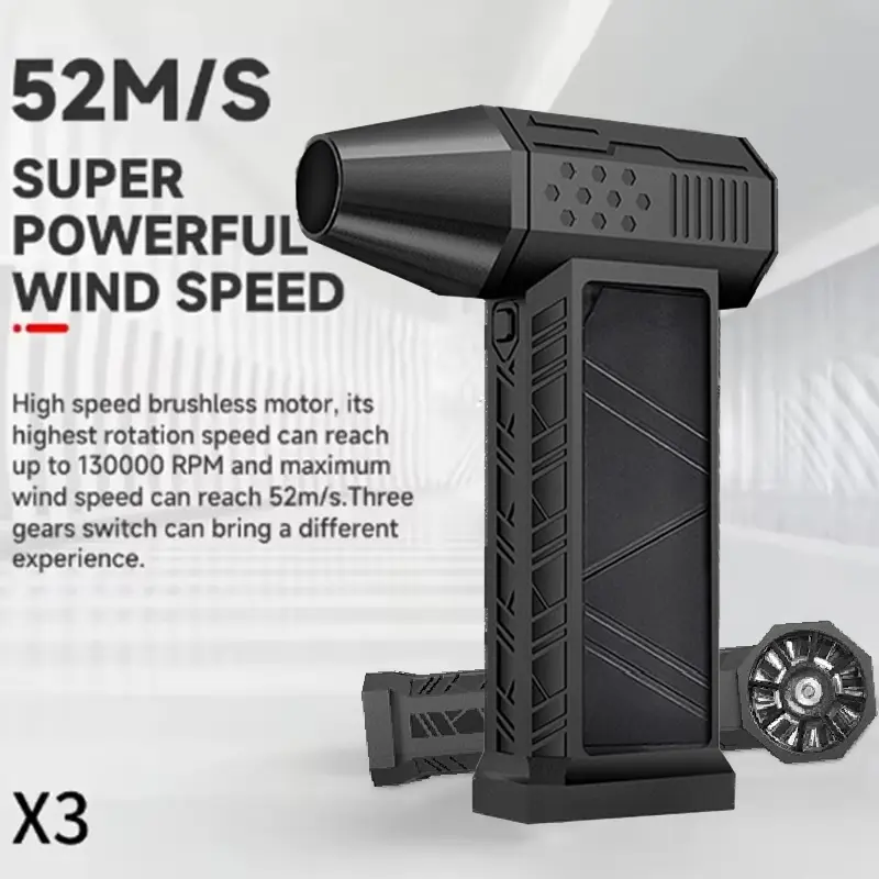 New Mini Turbo Jet Fan Electric Air Duster with 3 Gear Adjustable 130000RPM Wind Speed 52m/s Car Computer Cleaning Blower Tool