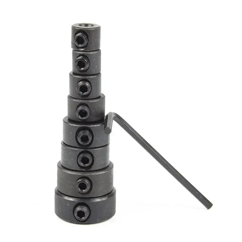 8pcs Drill Bit Depth Stop Rings - 3-16mm Adjustable Collars, Positioner, for Precision Woodworking