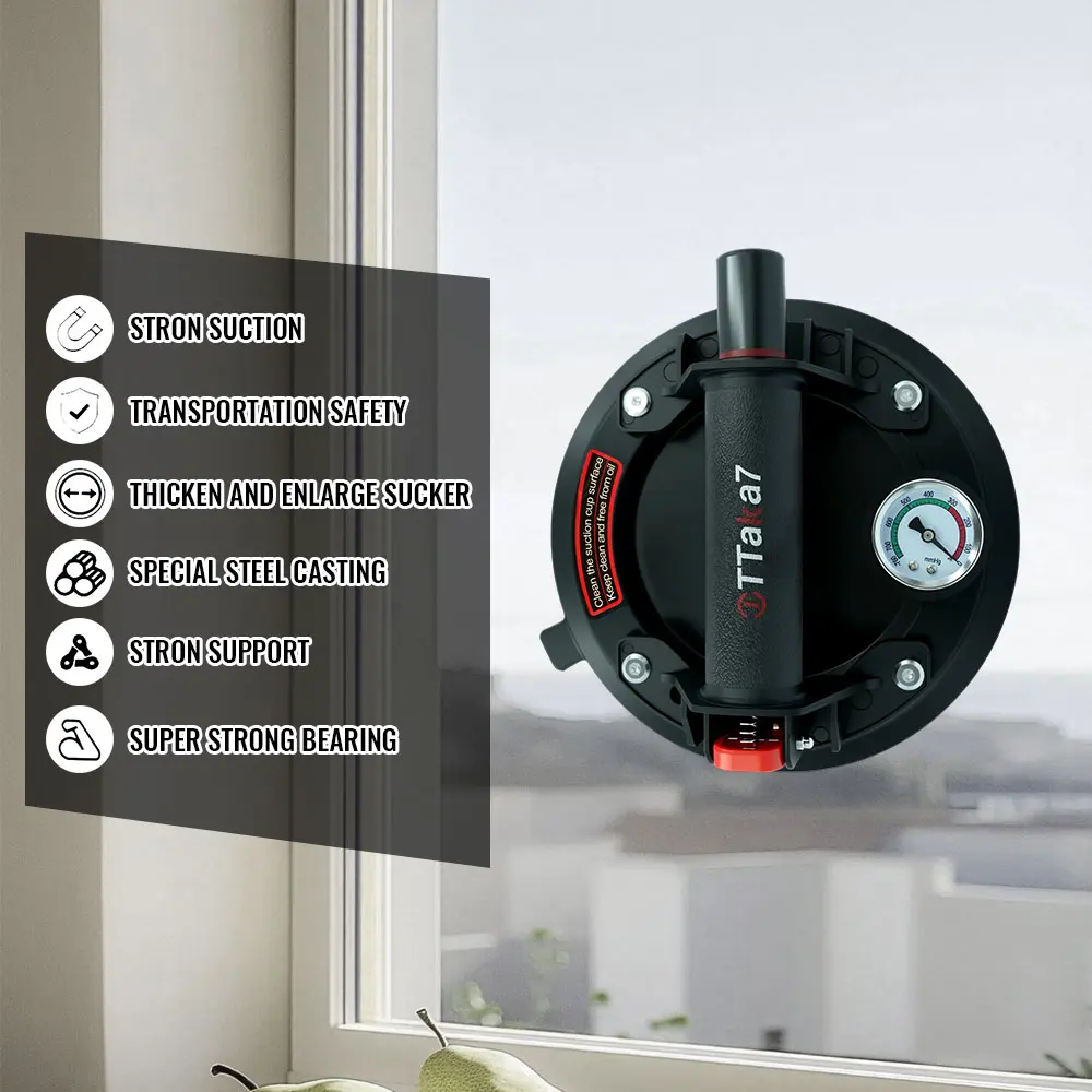 8 Inch 250KG Air Pump Vacuum Suction Cups Powerful Heavy-Duty Strong Hand Pump Sucker Lifted Magnets Handling Tools