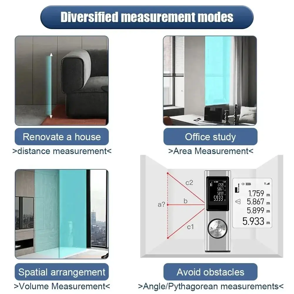 Mini Laser Rangefinder Laser Tape Measure Digital Laser Distance Meter Angle Measure Range Finder Portable Construction Tool
