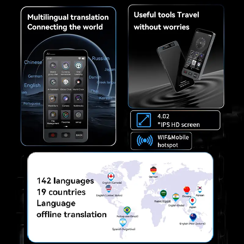 M80 Portable Language Translator Device with 142 Languages Voice Translating 19 Offline Translation hot sell