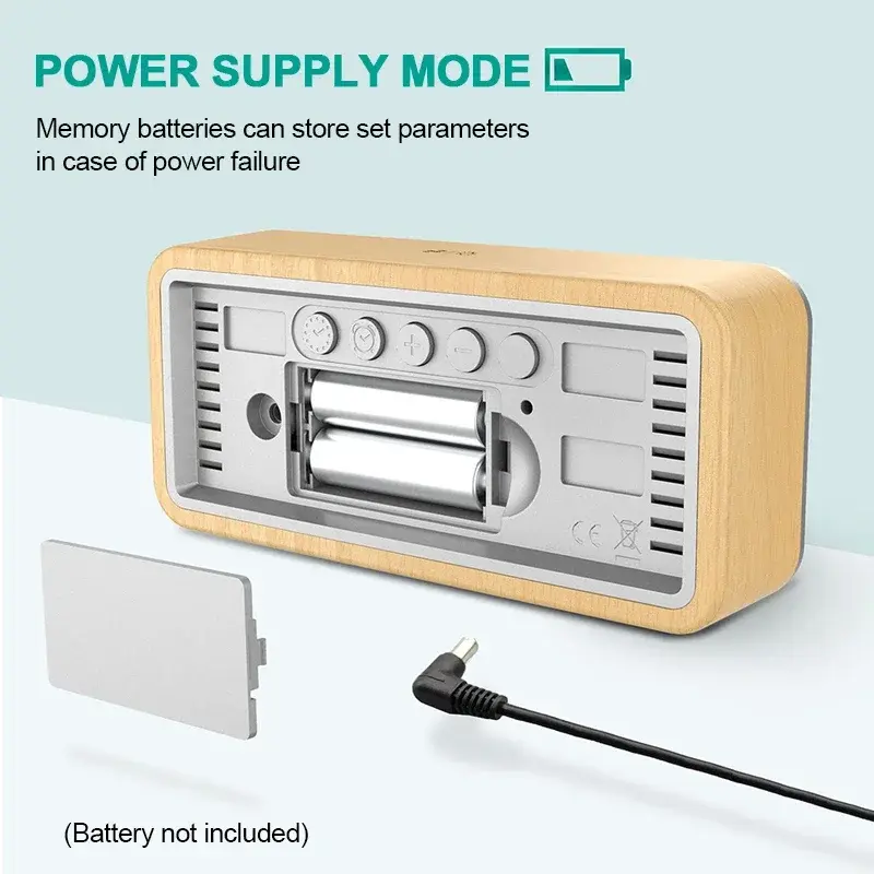 Wireless Weather Station Wooden Alarm Clock Digital Thermometer Humidity Temperature Wireless Sensor Home TimeWatch Desktop