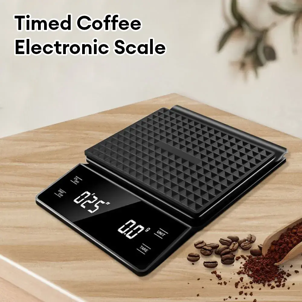 Digital Rechargable Coffee Scale with Timer LED Screen Espresso USB 3kg Max.Weighing 0.1g High Precision Measures Kitchen Scale