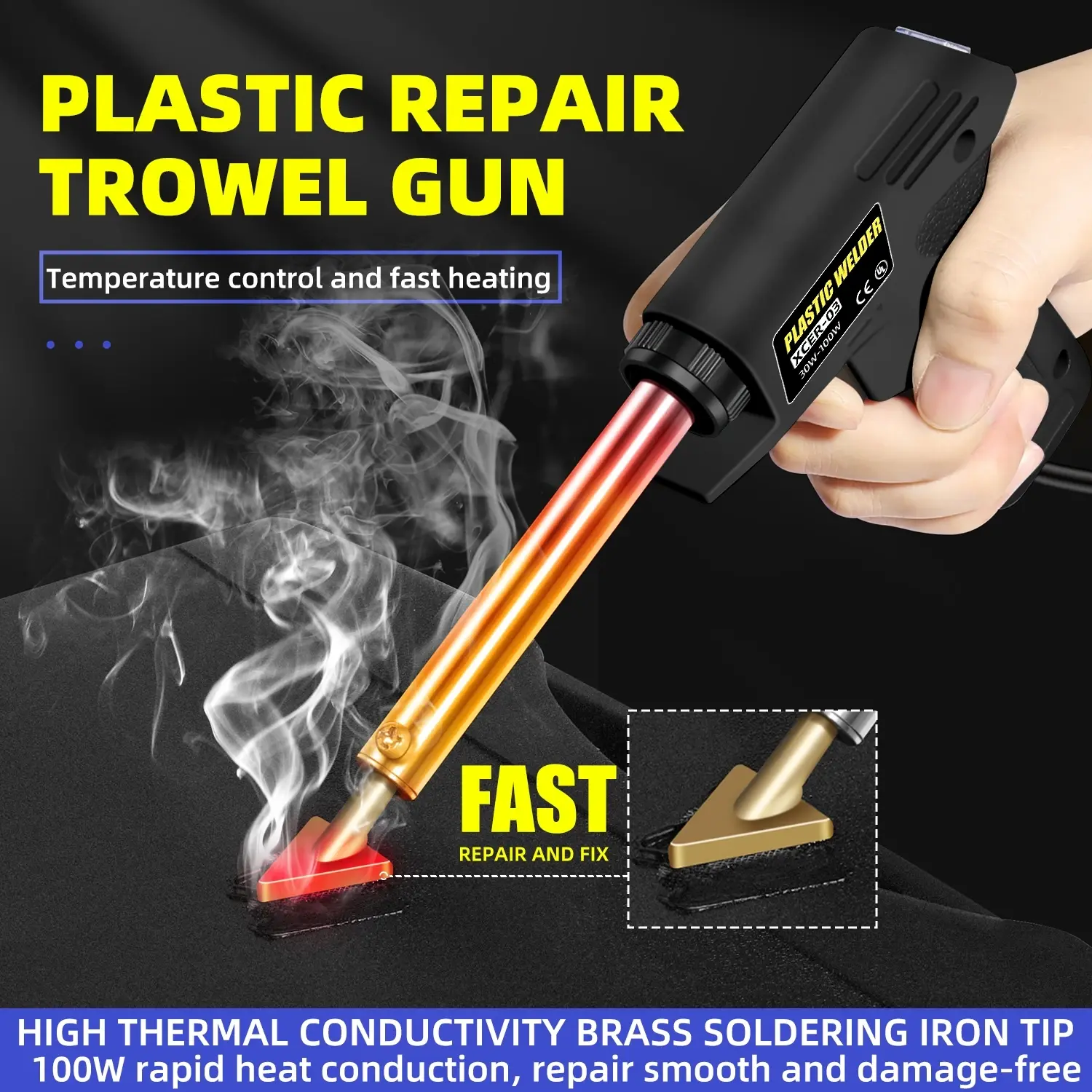 2-in-1 Plastic Welder Kit with Welding Head & Screeding Tool for Car Bumper Surface Repair Thermal Welding Set Hot Sell