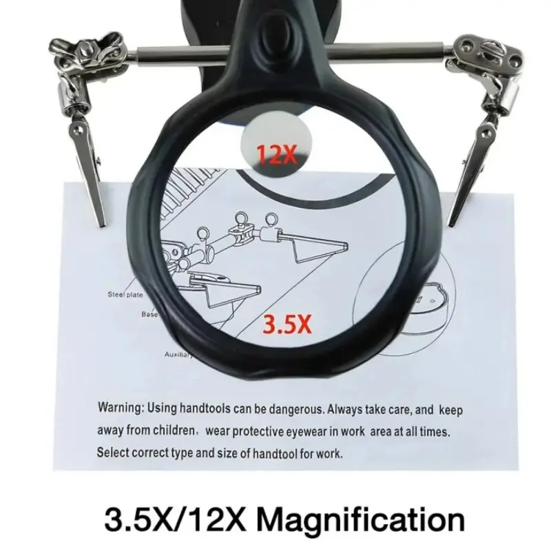 New 12X 3.5X Welding Auxiliary Clip Magnifier Electric Soldering Iron Circuit Board Welding Iron Magnifying Glass Bracket Tools